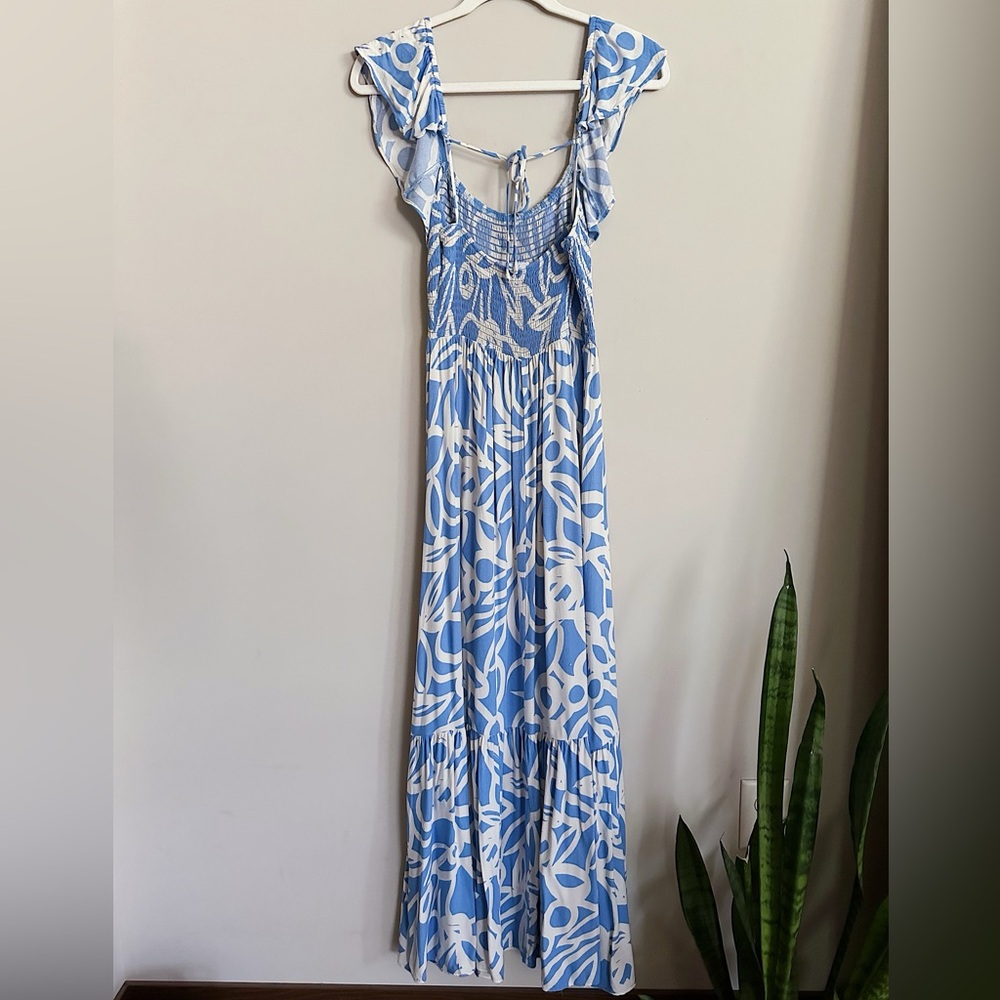 Blue Ruffle Maxi Dress - Picture 2 of 3
